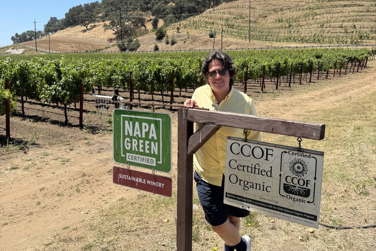 Martin-Sebastian Abel at a certified organic vineyard in Napa